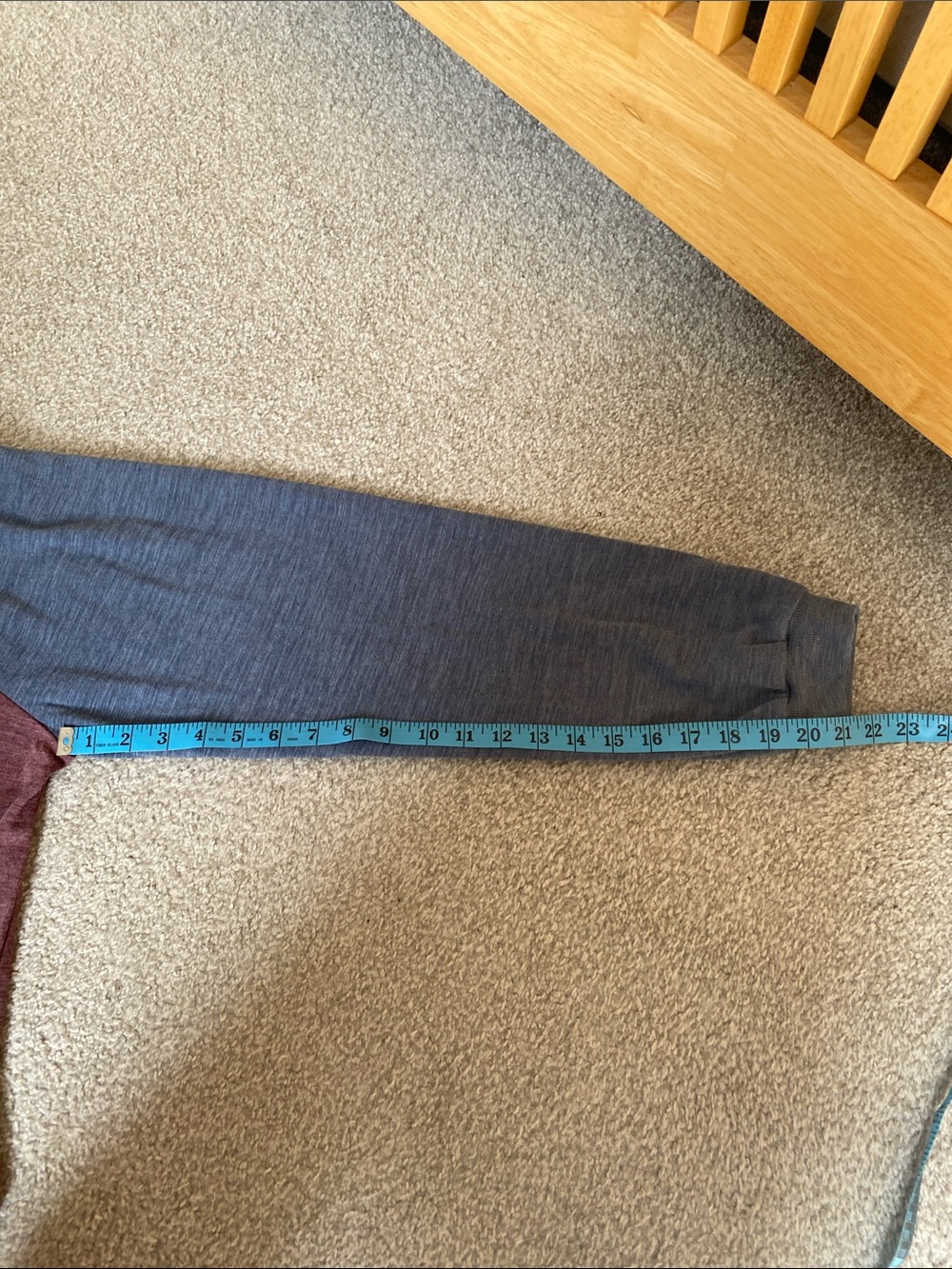 George Two-Tone Raglan Henley - Maroon Body with Blue Sleeves - Picture 6 of 6